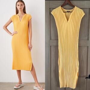 Rails Ashley Wide Ribbed Stretchy Midi Dress in Melon Orange Women’s size Medium